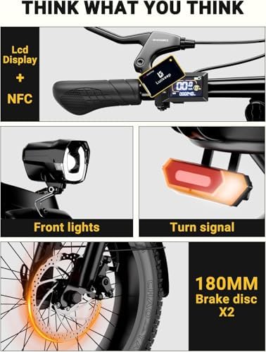 2 Seater Electric Bike for Adults 1200W Peak Motor 28 MPH  720WH Removable Battery 65Miles Step Thru Folding Ebikes 20 Fat Tire E Bikes for Adults with NFC Commuting E Bike for Women/Men