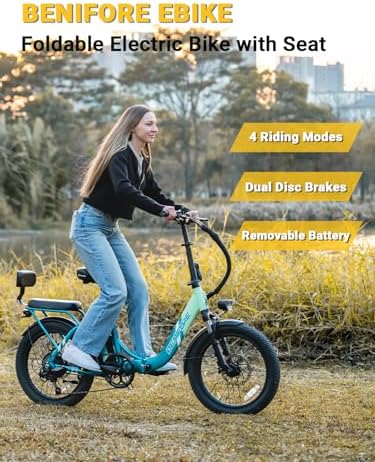 2 Seater Electric Bike for Adults 1200W Peak Motor 28 MPH  720WH Removable Battery 65Miles Step Thru Folding Ebikes 20 Fat Tire E Bikes for Adults with NFC Commuting E Bike for Women/Men