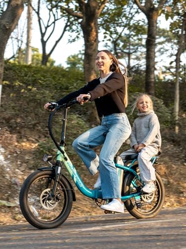 2 Seater Electric Bike for Adults 1200W Peak Motor 28 MPH  720WH Removable Battery 65Miles Step Thru Folding Ebikes 20 Fat Tire E Bikes for Adults with NFC Commuting E Bike for Women/Men