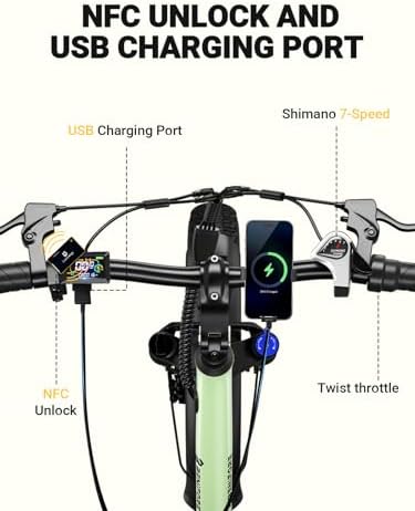 2 Seater Electric Bike for Adults 1200W Peak Motor 28 MPH  720WH Removable Battery 65Miles Step Thru Folding Ebikes 20 Fat Tire E Bikes for Adults with NFC Commuting E Bike for Women/Men