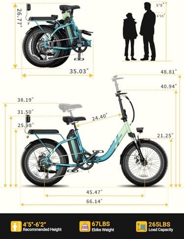2 Seater Electric Bike for Adults 1200W Peak Motor 28 MPH  720WH Removable Battery 65Miles Step Thru Folding Ebikes 20 Fat Tire E Bikes for Adults with NFC Commuting E Bike for Women/Men