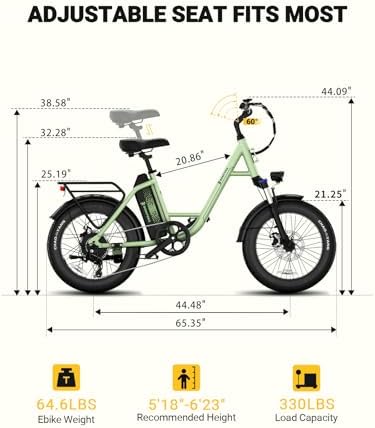 2 Seater Electric Bike for Adults 1200W Peak Motor 28 MPH  720WH Removable Battery 65Miles Step Thru Folding Ebikes 20 Fat Tire E Bikes for Adults with NFC Commuting E Bike for Women/Men