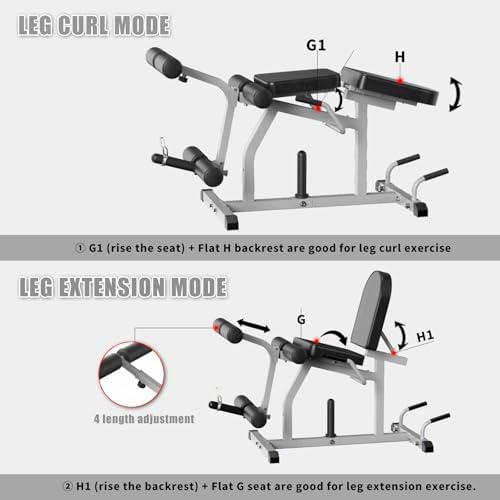 2 in 1 Adjustable Leg Extension and Curl Machine  Easy Transition  Home Gym Leg Machine  Weight Capacity 660LBS