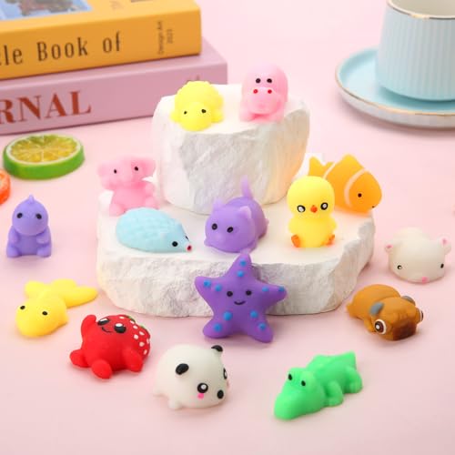 30 Pack Squishy Toys  Kawaii Squishies Party Favors for Kids 4 8 8 12 Treasure Box Toys for Classroom Birthday Xmas Gifts Goodie Bag Mini Animals Mochi Squishy Stress Relief Sensory Toys Random