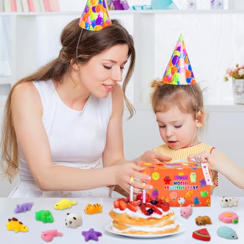 30 Pack Squishy Toys  Kawaii Squishies Party Favors for Kids 4 8 8 12 Treasure Box Toys for Classroom Birthday Xmas Gifts Goodie Bag Mini Animals Mochi Squishy Stress Relief Sensory Toys Random