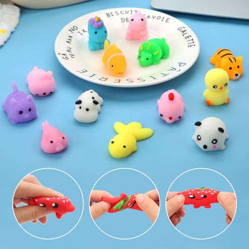 30 Pack Squishy Toys  Kawaii Squishies Party Favors for Kids 4 8 8 12 Treasure Box Toys for Classroom Birthday Xmas Gifts Goodie Bag Mini Animals Mochi Squishy Stress Relief Sensory Toys Random