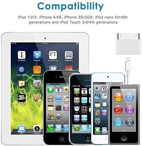 Adaptador de 30 pines a Lightning, macho a hembra, sin audio, convertidor de carga y sincronización, para estaciones de acoplamiento de 30 pines y iPhone 4/4s/iPad/iPod Touch