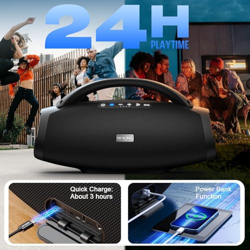 330W PEAK Loudest Boom Box  7 5 Subwoofer/2 1Ch/IPX7 Waterproof  200W RMS Party Large Bluetooth Speaker Wireless with 2 Woofers/DSP/BT5 4/APP/Fast Charge/OTG/AUX/Guitar in  Massive Bass for Outdoors