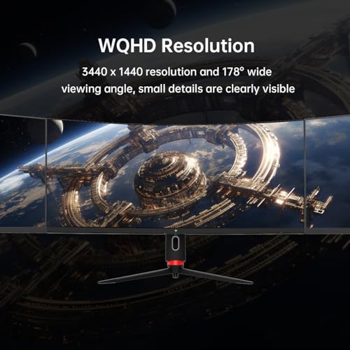 Monitor ultraancho de 34 pulgadas, monitor curvo para juegos WQHD 3440X1440 de 165Hz, monitor de PC 1500R, HDR, FreeSync y G-Sync, HDMI, DisplayPort, VESA, ajuste de pivote de altura giratoria de