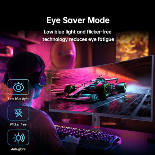 Monitor ultraancho de 34 pulgadas, monitor curvo para juegos WQHD 3440X1440 de 165Hz, monitor de PC 1500R, HDR, FreeSync y G-Sync, HDMI, DisplayPort, VESA, ajuste de pivote de altura giratoria de