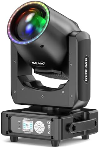 350W 7R Beam Moving Head Light with RGB LED Strip DMX512 Control Sound Activated Prism Fog Rainbow Effect 48 Prism & 14 Gobos 14 Colors Auto Correction for Stage DJ Concert Theater 1Pack 