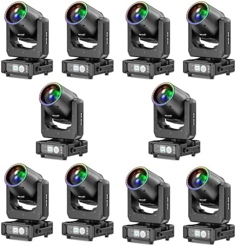 350W 7R Beam Moving Head Light with RGB LED Strip DMX512 Control Sound Activated Prism Fog Rainbow Effect 48 Prism & 14 Gobos 14 Colors Auto Correction for Stage DJ Concert Theater 1Pack 