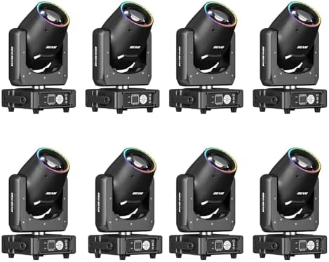 350W 7R Beam Moving Head Light with RGB LED Strip DMX512 Control Sound Activated Prism Fog Rainbow Effect 48 Prism & 14 Gobos 14 Colors Auto Correction for Stage DJ Concert Theater 1Pack 