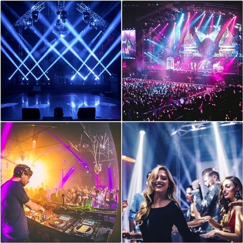 350W 7R Beam Moving Head Light with RGB LED Strip DMX512 Control Sound Activated Prism Fog Rainbow Effect 48 Prism & 14 Gobos 14 Colors Auto Correction for Stage DJ Concert Theater 1Pack 