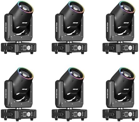 350W 7R Beam Moving Head Light with RGB LED Strip DMX512 Control Sound Activated Prism Fog Rainbow Effect 48 Prism & 14 Gobos 14 Colors Auto Correction for Stage DJ Concert Theater 1Pack 