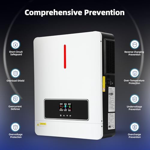 3600W Hybrid Solar Inverter 24VDC to 110V/120VAC All in One Pure Sine Wave Hybrid Solar Inverter with 120A MPPT Charge Controller Ideal for Home & Outdoor Use