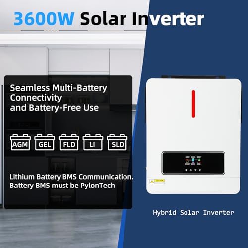 3600W Hybrid Solar Inverter 24VDC to 110V/120VAC All in One Pure Sine Wave Hybrid Solar Inverter with 120A MPPT Charge Controller Ideal for Home & Outdoor Use