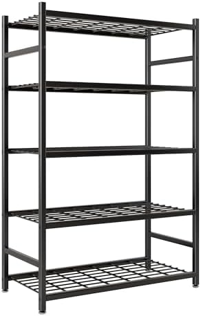 36 4 W Storage Shelves  5 Tier Metal Shelving Unit with Adjustable Feet  Shelf Organizer for Garage  Kitchen  Pantry and Closet Organization  36 4 x 11 8 x 68 3  Black
