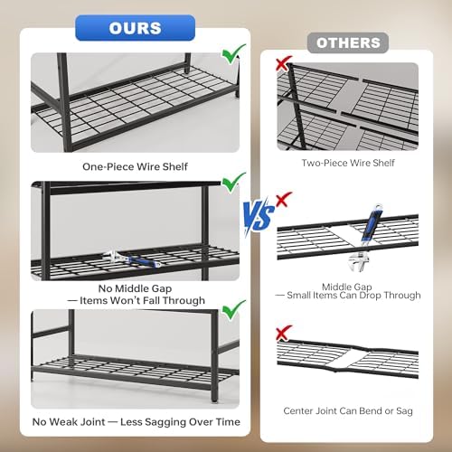 36 4 W Storage Shelves  5 Tier Metal Shelving Unit with Adjustable Feet  Shelf Organizer for Garage  Kitchen  Pantry and Closet Organization  36 4 x 11 8 x 68 3  Black