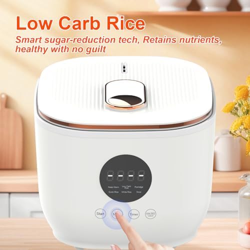 3L Healthy Low Carb Rice Cooker  Low Sugar Digital Steamer Porridge Soup Quick Rice White Rice Stainless Steel Filter Basket 5 Cooking Functions 24H Timer & Auto Keep Warm