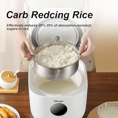 3L Healthy Low Carb Rice Cooker  Low Sugar Digital Steamer Porridge Soup Quick Rice White Rice Stainless Steel Filter Basket 5 Cooking Functions 24H Timer & Auto Keep Warm