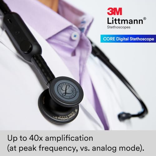 3M Littmann CORE Digital Stethoscope  Our Most Advanced Stethoscope Yet  Up To 40x Amplification  Active Noise Cancellation  In App Sound Wave Visualization  Black Finish Chestpiece  8480