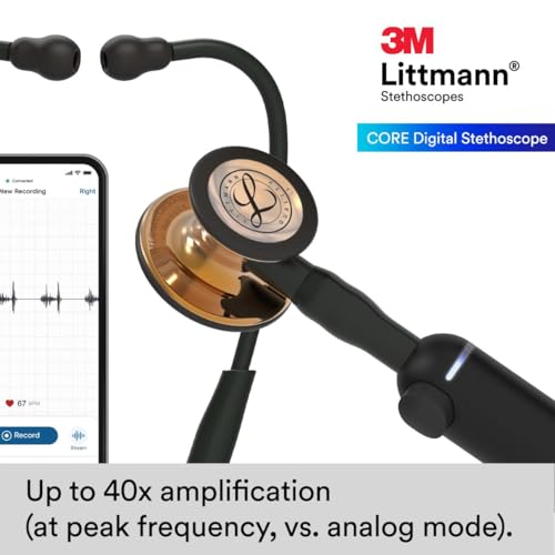 3M Littmann CORE Digital Stethoscope  Our Most Advanced Stethoscope Yet  Up To 40x Amplification  Active Noise Cancellation  In App Sound Wave Visualization  High Polish Copper Chestpiece  8870