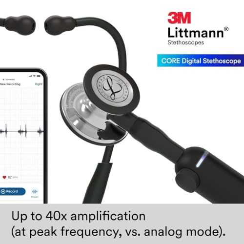 3M Littmann CORE Digital Stethoscope  Our Most Advanced Stethoscope Yet  Up To 40x Amplification  Active Noise Cancellation  In App Sound Wave Visualization  Mirror Finish Chestpiece  8890