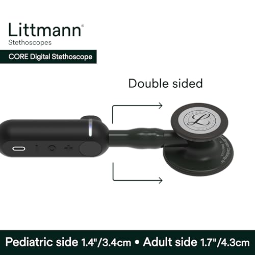 3M Littmann CORE Digital Stethoscope  Our Most Advanced Stethoscope Yet  Up To 40x Amplification  Active Noise Cancellation  In App Sound Wave Visualization  Black Finish Chestpiece  8480
