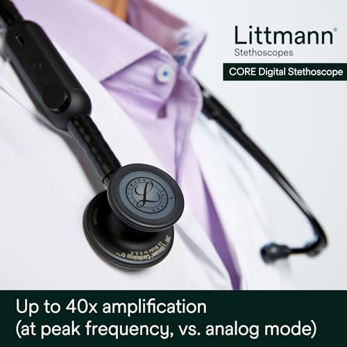 3M Littmann CORE Digital Stethoscope  Our Most Advanced Stethoscope Yet  Up To 40x Amplification  Active Noise Cancellation  In App Sound Wave Visualization  Black Finish Chestpiece  8480