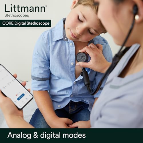 3M Littmann CORE Digital Stethoscope  Our Most Advanced Stethoscope Yet  Up To 40x Amplification  Active Noise Cancellation  In App Sound Wave Visualization  Black Finish Chestpiece  8480