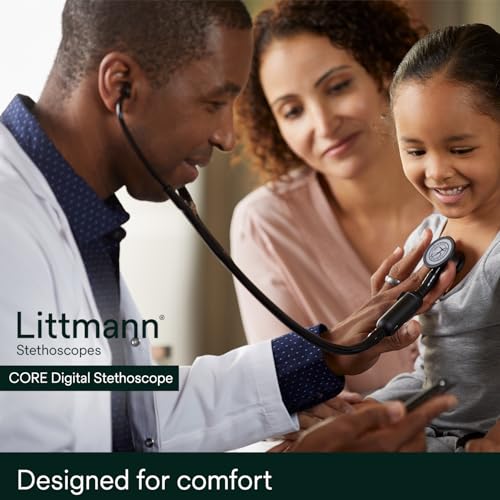 3M Littmann CORE Digital Stethoscope  Our Most Advanced Stethoscope Yet  Up To 40x Amplification  Active Noise Cancellation  In App Sound Wave Visualization  Black Finish Chestpiece  8480