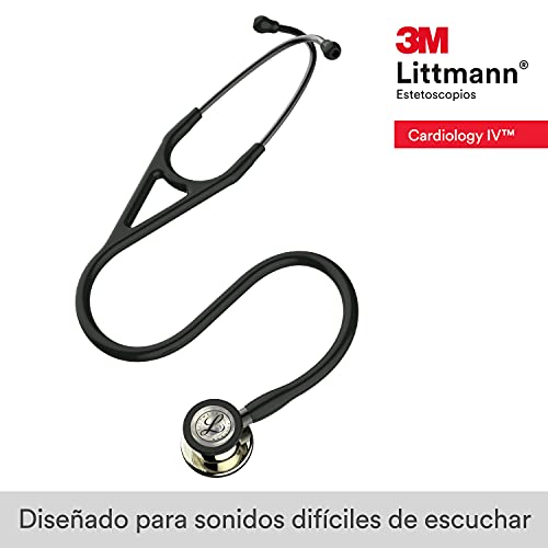 3M Littmann Cardiology IV Diagnostic Stethoscope  6163  More Than 2X as Loud  Weighs Less  Stainless Steel Black Finish Chestpiece  27 Black Tube  Stem  and Headset
