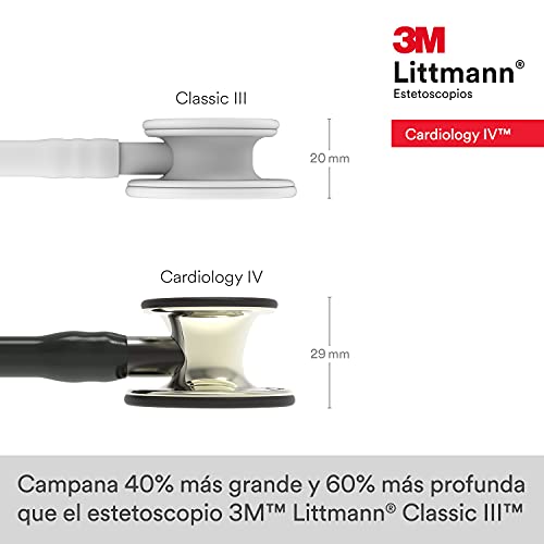 3M Littmann Cardiology IV Diagnostic Stethoscope  6163  More Than 2X as Loud  Weighs Less  Stainless Steel Black Finish Chestpiece  27 Black Tube  Stem  and Headset