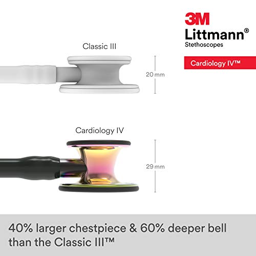 3M Littmann Cardiology IV Diagnostic Stethoscope  6163  More Than 2X as Loud  Weighs Less  Stainless Steel Black Finish Chestpiece  27 Black Tube  Stem  and Headset