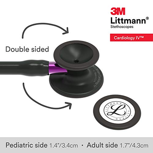 3M Littmann Cardiology IV Diagnostic Stethoscope  6163  More Than 2X as Loud  Weighs Less  Stainless Steel Black Finish Chestpiece  27 Black Tube  Stem  and Headset