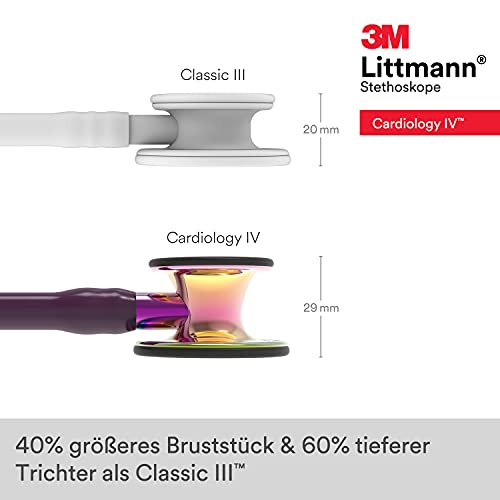 3M Littmann Cardiology IV Diagnostic Stethoscope  6163  More Than 2X as Loud  Weighs Less  Stainless Steel Black Finish Chestpiece  27 Black Tube  Stem  and Headset