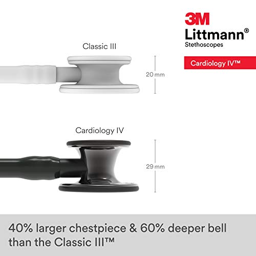 3M Littmann Cardiology IV Diagnostic Stethoscope  6163  More Than 2X as Loud  Weighs Less  Stainless Steel Black Finish Chestpiece  27 Black Tube  Stem  and Headset