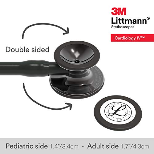 3M Littmann Cardiology IV Diagnostic Stethoscope  6163  More Than 2X as Loud  Weighs Less  Stainless Steel Black Finish Chestpiece  27 Black Tube  Stem  and Headset