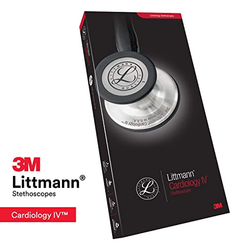 3M Littmann Cardiology IV Diagnostic Stethoscope  6200  More Than 2X as Loud  Weighs Less  Stainless Steel Black Finish Chestpiece  27 Black Tube  Red Stem  and Headset