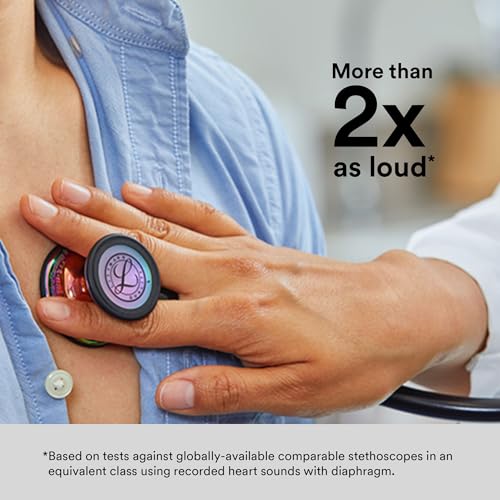 3M Littmann Cardiology IV Diagnostic Stethoscope  6241  More Than 2X as Loud  Weighs Less  Stainless Steel High Polish Rainbow Finish Chestpiece  27 Raspberry Tube  Smoke Stem  and Headset