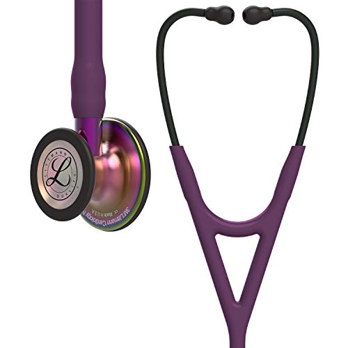 3M Littmann Cardiology IV Diagnostic Stethoscope  6241  More Than 2X as Loud  Weighs Less  Stainless Steel High Polish Rainbow Finish Chestpiece  27 Raspberry Tube  Smoke Stem  and Headset