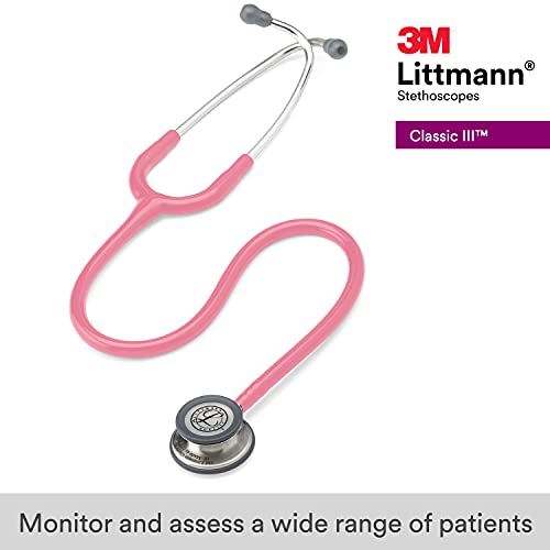 3M Littmann Classic III Monitoring Stethoscope  5633  More Than 2X as Loud  Weighs Less  Stainless Steel Chestpiece  27 Pearl Pink Tube