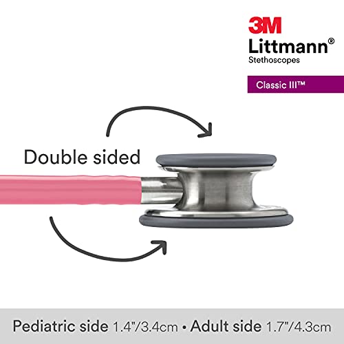 3M Littmann Classic III Monitoring Stethoscope  5633  More Than 2X as Loud  Weighs Less  Stainless Steel Chestpiece  27 Pearl Pink Tube