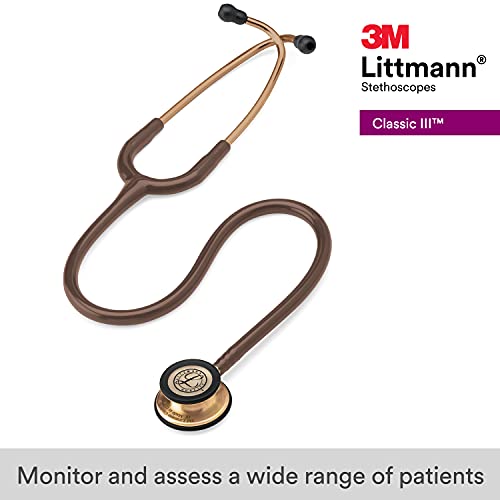 3M Littmann Classic III - Estetoscopio de monitoreo, pieza torácica con acabado de cobre, tubo color chocolate, 27 pulgadas, 5809