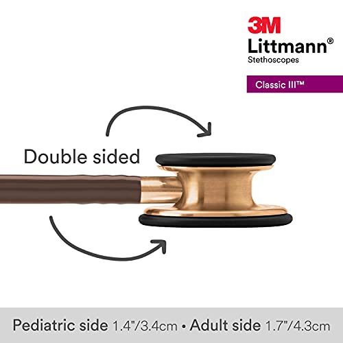 3M Littmann Classic III - Estetoscopio de monitoreo, pieza torácica con acabado de cobre, tubo color chocolate, 27 pulgadas, 5809