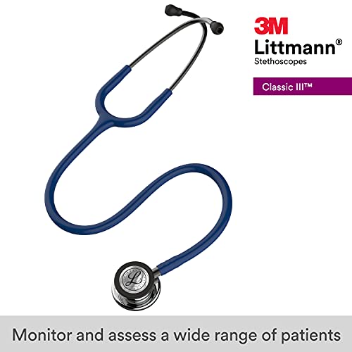 3M Littmann Classic III Monitoring Stethoscope  5870  More Than 2X as Loud  Weighs Less  Stainless Steel Rainbow Finish Chestpiece  27 Black Tube  Stem and Headset