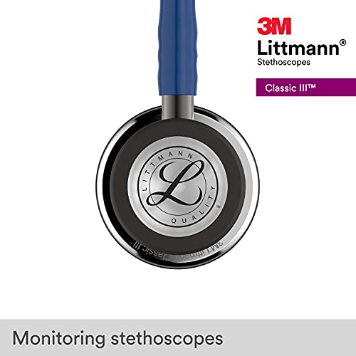 3M Littmann Classic III Monitoring Stethoscope  5870  More Than 2X as Loud  Weighs Less  Stainless Steel Rainbow Finish Chestpiece  27 Black Tube  Stem and Headset