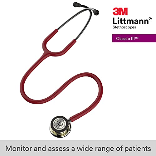 3M Littmann Classic III Monitoring Stethoscope  5870  More Than 2X as Loud  Weighs Less  Stainless Steel Rainbow Finish Chestpiece  27 Black Tube  Stem and Headset