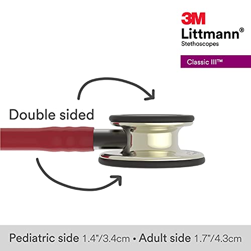 3M Littmann Classic III Monitoring Stethoscope  5870  More Than 2X as Loud  Weighs Less  Stainless Steel Rainbow Finish Chestpiece  27 Black Tube  Stem and Headset